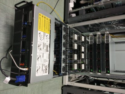 PNY DGX-1 node before installation in CAMK's cluster rack.